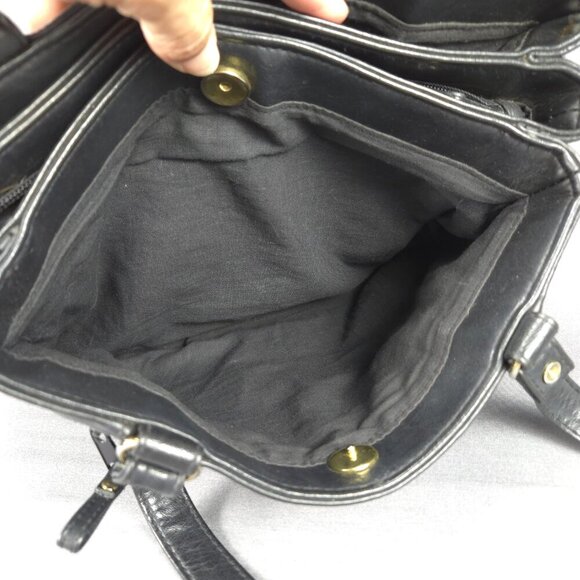 TR Bentley Black Faux Leather Tote Shoulder Bag Zip Pocket - Picture 7 of 16